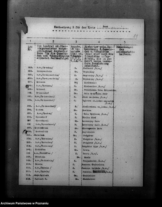 Obraz 15 z jednostki "Anderungen der Ortsnamen im Kreis Lask"