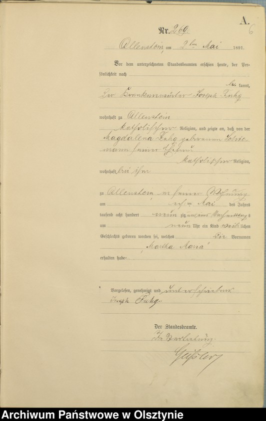 image.from.unit.number "Geburts-Haupt-Register Tom II,Nr 265 - 527"