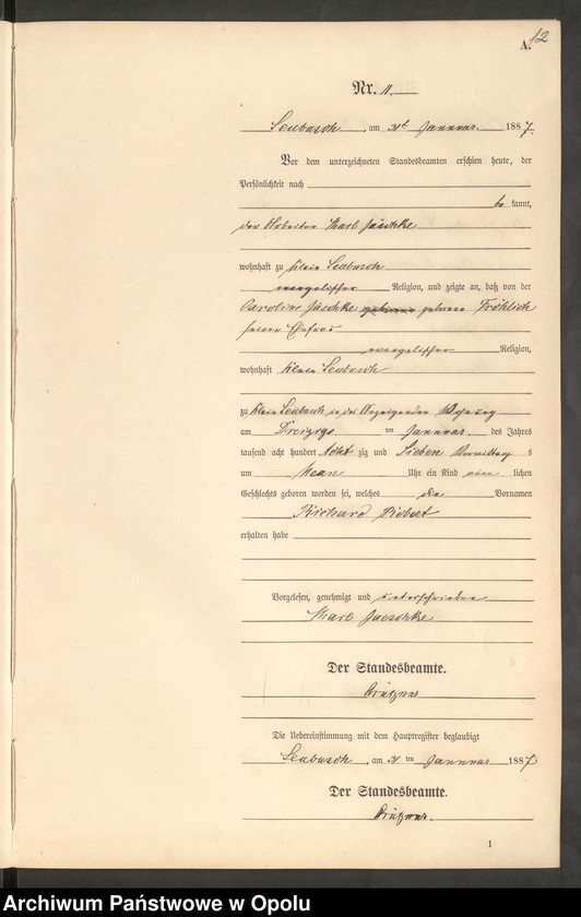 image.from.unit.number "Geburts-Neben-Register Standes-Amt Leubusch 1887"