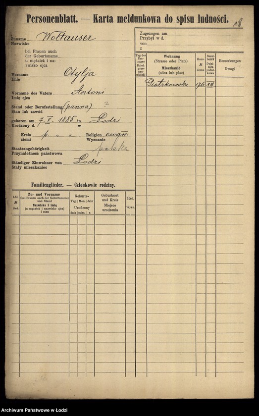 Obraz 20 z jednostki "[Spis ludności Łodzi] Wolsztajn - Wołoszyński"