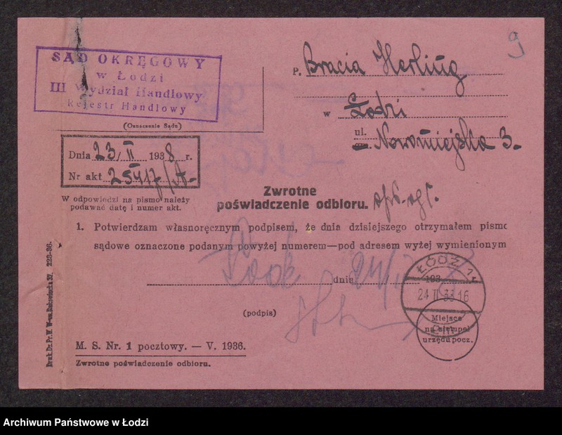 Obraz 11 z jednostki "Mendel Herling, Wolf Lejb Herling- sprzedaż skór"