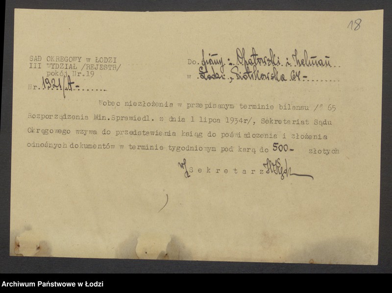 Obraz 20 z jednostki "Izrael Juda Opatowski, Hersz Henoch Zelman- skład towarów manufakturowych"