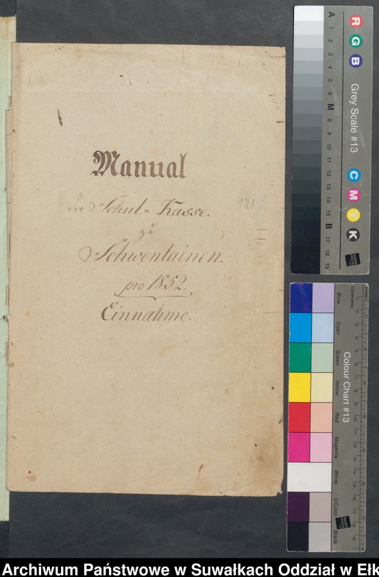 image.from.unit.number "Manual der Schul Kasse zu Schwentainen pro 1852. Einnahme Ausgabe"