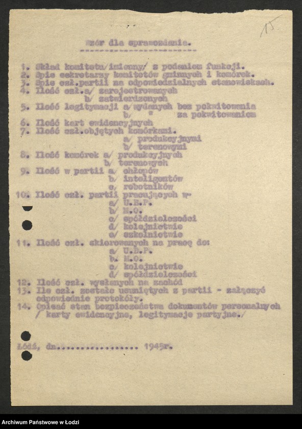 Obraz 16 z jednostki "Protokoły narad instruktorów [personalnych] komitetów powiatowych i miejskich [z załącznikami]"