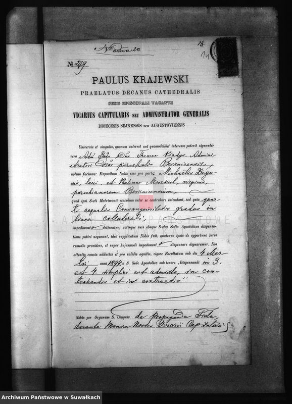 image.from.unit.number "Dokumenty brakosočetavšichsja lic w Berzniskom Rimsko- Katoličeskom Prichodskom Kostele v 1897 godu"