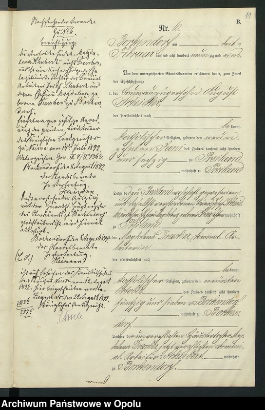 Obraz 15 z jednostki "Heiraths-Neben-Register des Standesamts Borkendorf pro 1891"