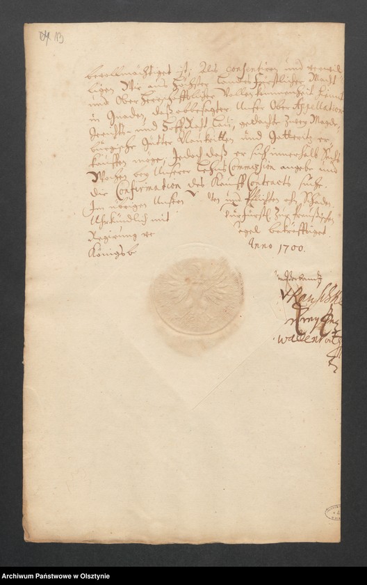 image.from.unit.number "Naukritten und Gatteritz, H. [Haupt] A. [Amt] Brandenburg [Pokarmin]. Acta den Consens zum Verkaufe durch den Ober=Appelations=Gerichts=Rath u Hauptamtmann zu Taplacken, Hans Albrecht v. [von] Kreytzen an den Ober=Appellationsgerichts=Rath Joh. [Johann] Philipp Lau"