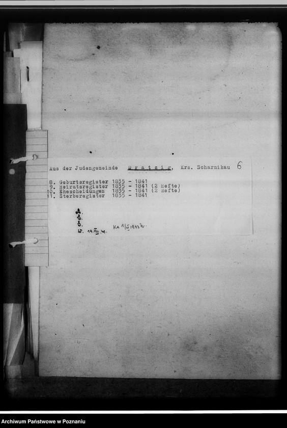 Obraz 10 z jednostki "Personenstandsregister der Judengemeinde /[owiaty: czarnkowski, obornicki, szamotulski]"