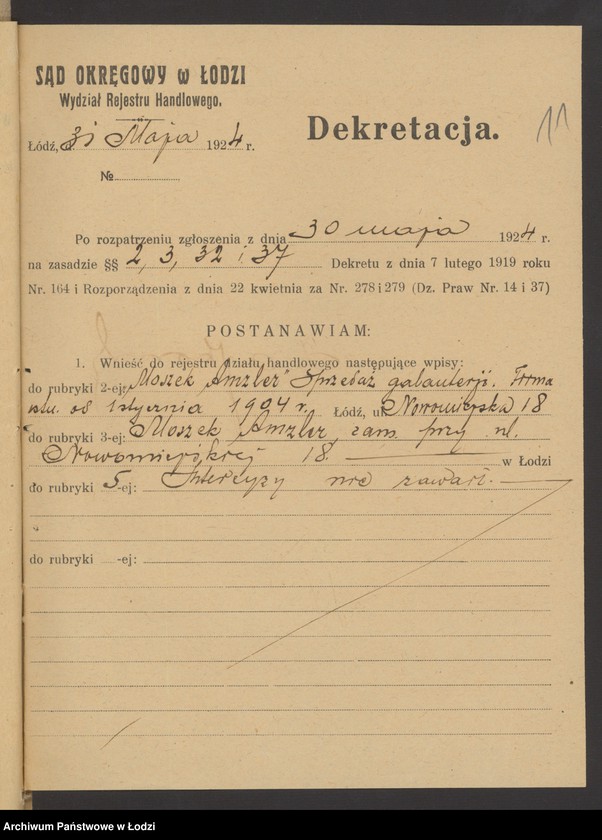 Obraz 13 z jednostki "Moszek Amzler- sprzedaż galanterii"