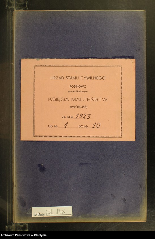 image.from.unit.number "Heiraths-Neben-Register Nr 1 - 10 [ Księga małżeństw - wtóropis ]"