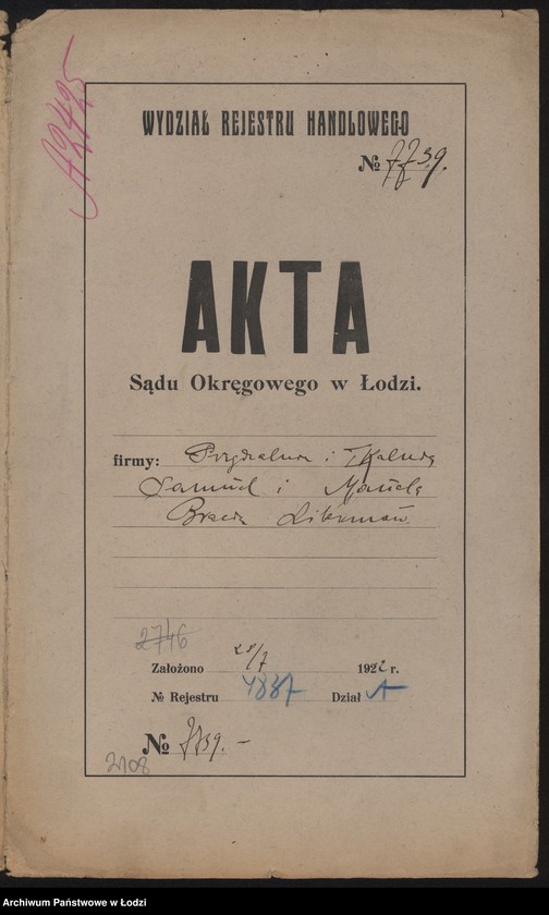 image.from.unit.number "Bracia Liberman- przędzalnia i tkalnia"