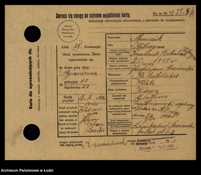 Obraz 16 z jednostki "[Spis ludności Łodzi] Marteńka - Marciniak"