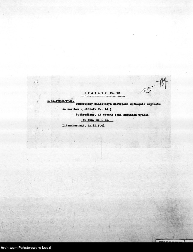 Obraz 18 z jednostki "[Okólniki różnych wydziałów i oddziałów (warzyw, kart, kuchni, mleczarni itd.) przesyłane do PSŻ]"