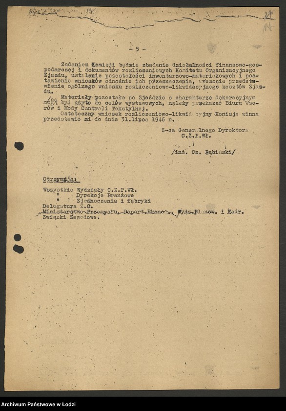 Obraz 18 z jednostki "Zarządzenia Generalnego Dyrektora Centralnego Zarządu Przemysłu Włókienniczego"