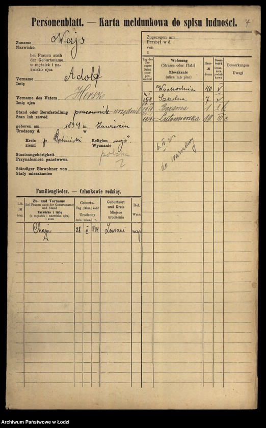 Obraz 9 z jednostki "[Spis ludności Łodzi] Wajs - Wajsbard"