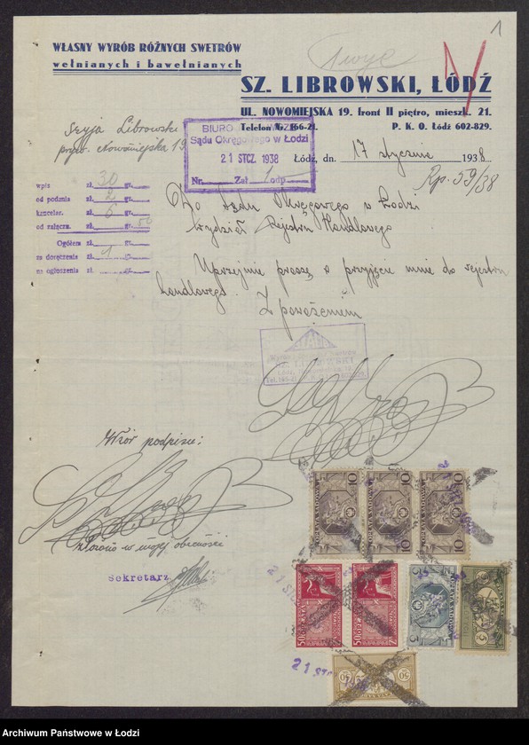 Obraz 3 z jednostki "Szyja Librowski- wyrób i sprzedaż swetrów, pończoch i rękawiczek"