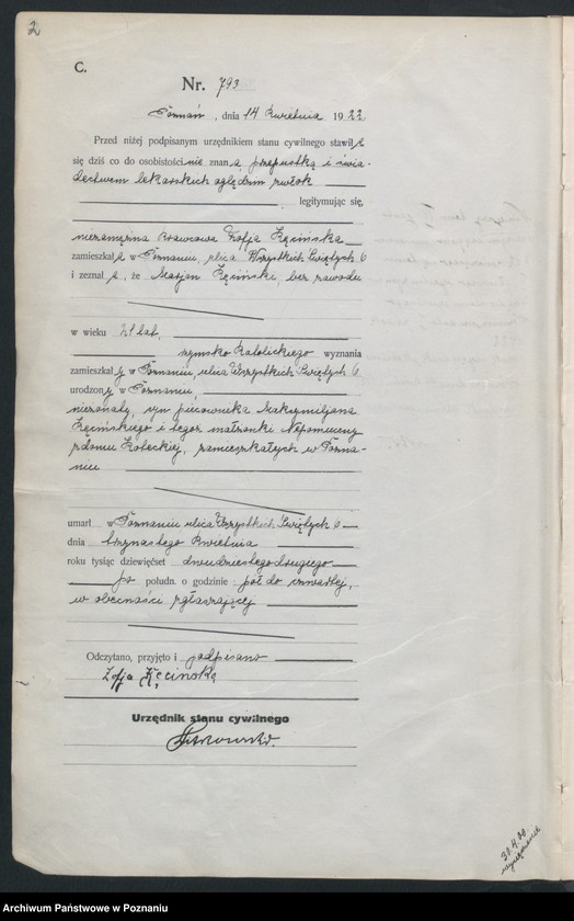 Obraz 4 z jednostki "Księga miejscowa zgonów tom II [Rejestr główny zgonów]"