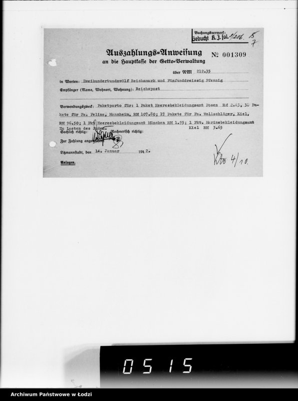 Obraz 10 z jednostki "1. Kassenbelege von nr 1 bis nr 208"