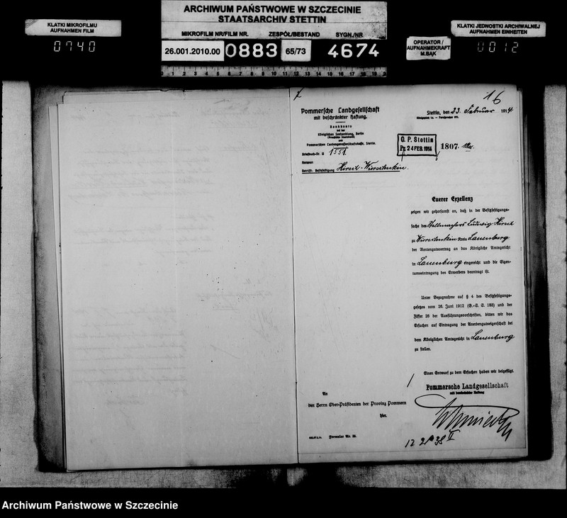 image.from.unit.number "Besitzfestigung des Grundstücks des Stellmachers Ludwig Hirsch in Wierschutzin Kreis Lauenburg"