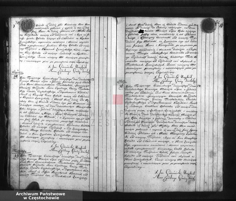 Obraz 18 z jednostki "Akta cywilne urodzeń gminy Truskolasy od dnia 1 miesiąca maja 1809 roku do dnia 30 miesiąca kwietnia 1810 roku wpisane"