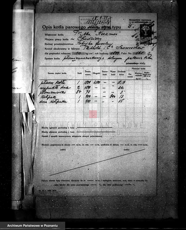 Obraz 7 z jednostki "Fabryka porcelany i wyrobów ceramicznych Towarzystwo Akcyjne "Kieramos" Kocioł nr fabr. 565, kocioł nr porządkowy 36"