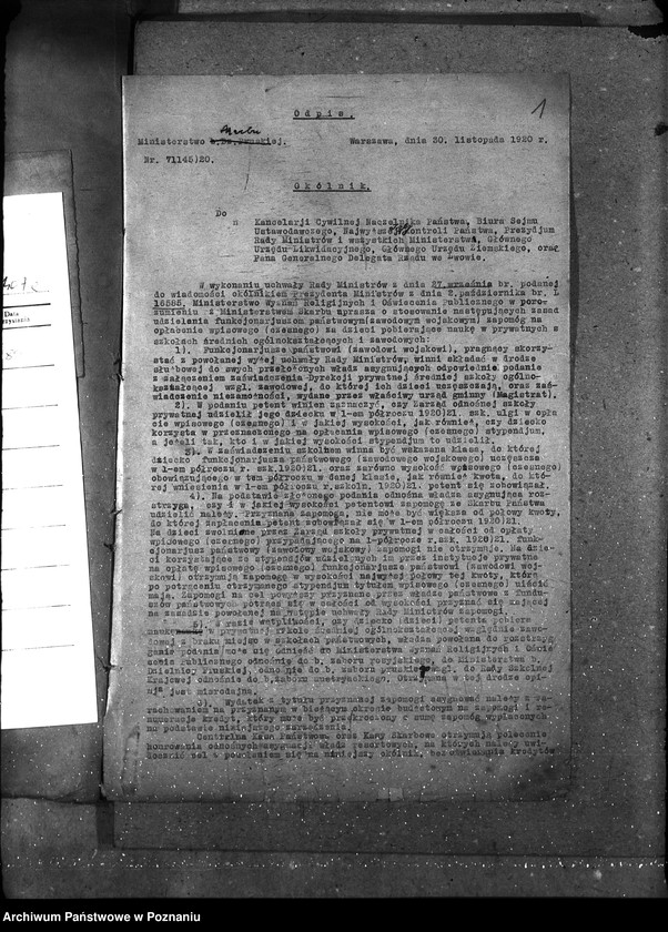 image.from.unit.number "Sprawy osobowe. Departament Rolnictwa i Dóbr Państwowych. Zapomogi szkolne"