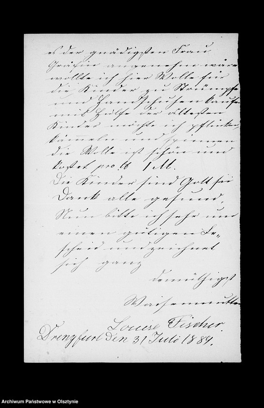 image.from.unit.number "/Monatsberichte der Weisenmutter Louise Fischer u. ihrer Tochter in Drengfurth- Vorstadt an Anna Gfin Lehndorff geb. Hahn/"