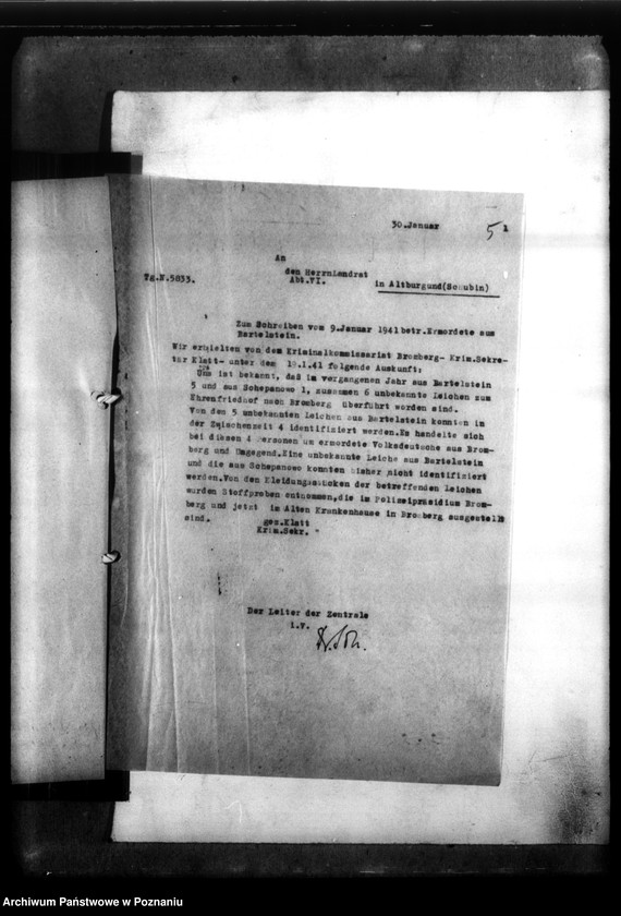 Obraz 9 z jednostki "Schriftwechzel wegen Ermordeter aus Bartelstein (Bercin, powiat Szubin)"