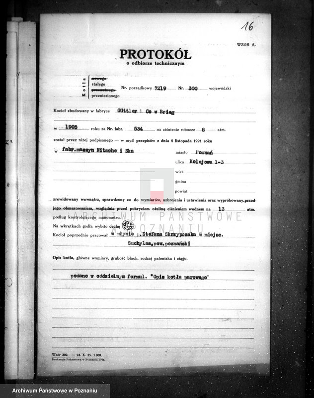 Obraz 20 z jednostki "Fabryka maszyn w Poznaniu własność Ntsche i ska nr woj. 7219"