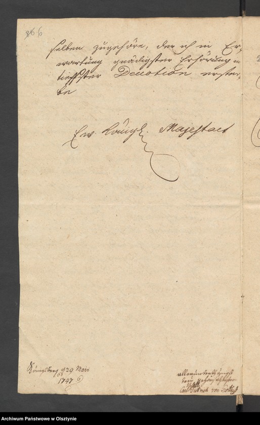 image.from.unit.number "In S. [Sachen] Carl Dieterich von Grothuß contra die verwittibte Tribunals=Vice=Praesidentin von Perbant wegen Umbpfügung und Besäung eines zu Podollen und Schalwen [Schallwen] gehörigen Stück Akers Garbnicken genannt"