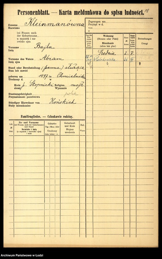 Obraz 20 z jednostki "[Spis ludności Łodzi] Klajnman - Klarman"