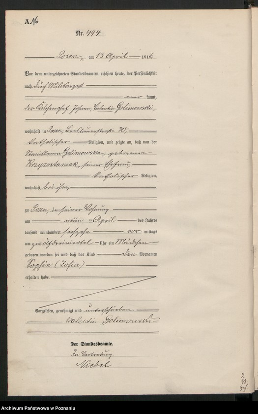 Obraz 18 z jednostki "Księga miejscowa urodzeń tom II [Rejestr główny urodzeń]"