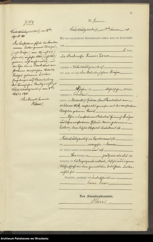 image.from.unit.number "Sterbe-Haupt-Register Nieder Wüstegiersdorf (Głuszyca) 1911"