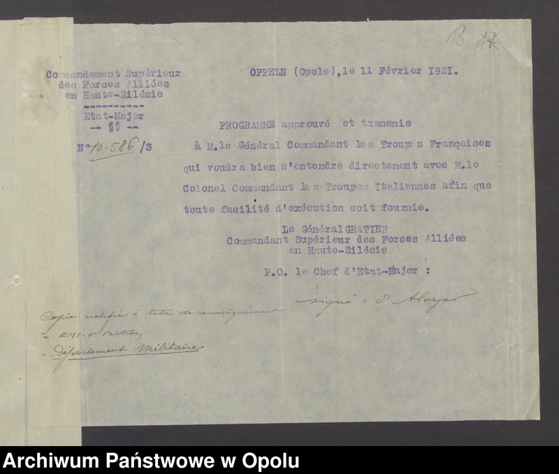 image.from.unit.number "Sorties /Korespondencja własna wychodząca, pisma, zarządzenia, potwierdzenia telefoniczne/ 1.02.-13.04.1921"