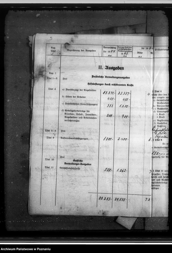 Obraz 9 z jednostki "Haushaltsplan 1944. Landesfremdenverkehrsverband - Reichsgau Wartheland"