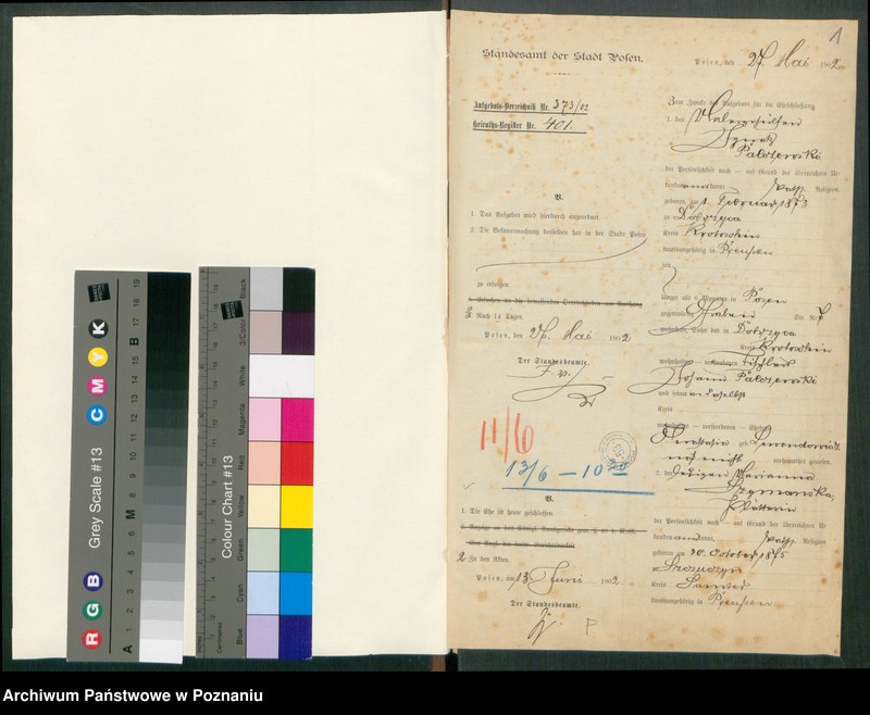 Obraz 3 z jednostki "[Dokumenty dostarczone przez narzeczonych do zawarcia związku małżeńskiego za 1902 rok. Tom IX]"