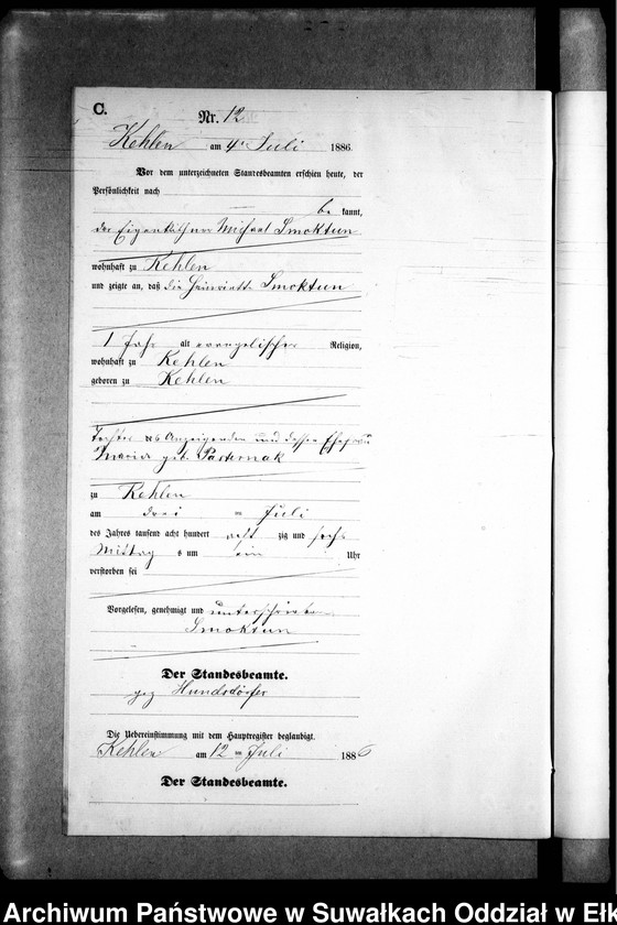 image.from.unit.number "Sterbe-Neben-Register des Preussischen Standes-Amtes Kehlen Kreis Angerburg"