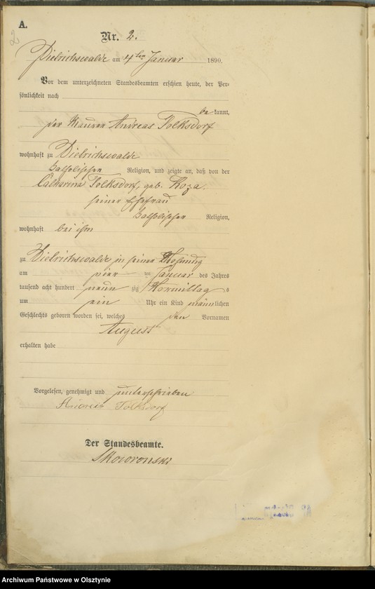 Obraz z jednostki "Geburts-Haupt-Register Nr 1 - 80"
