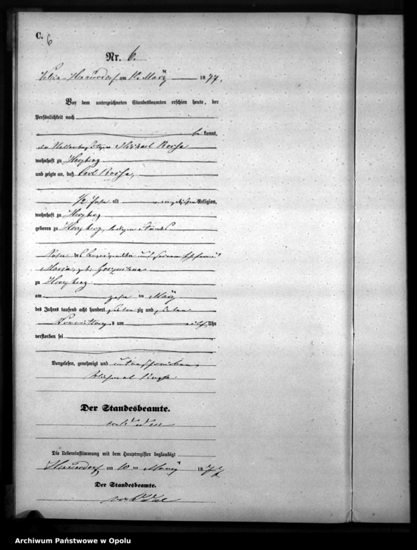 image.from.unit.number "Sterbe-Neben-Register Standesamtsbezirks Hennersdorf 1877"