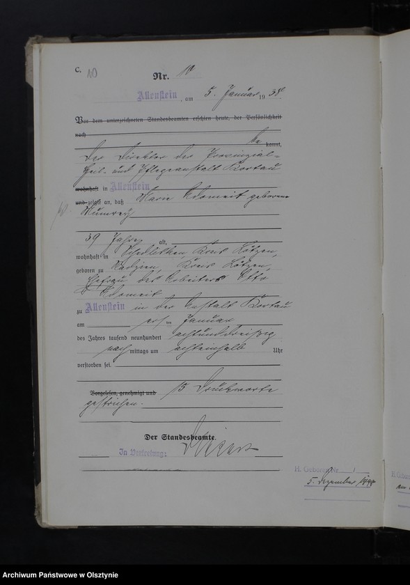 image.from.unit.number "Sterbe-Haupt-Register Tom I, Nr 1-381"