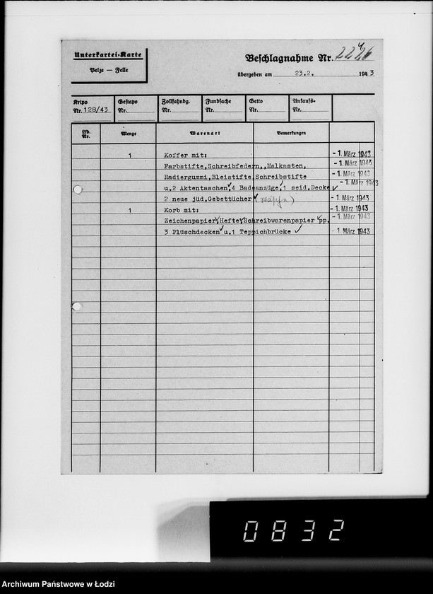 image.from.unit.number "Allgemeine Rechnungen. Durchschläge nr 5. [Kartoteka i zestawienia skonfiskowanych przedmiotów]"
