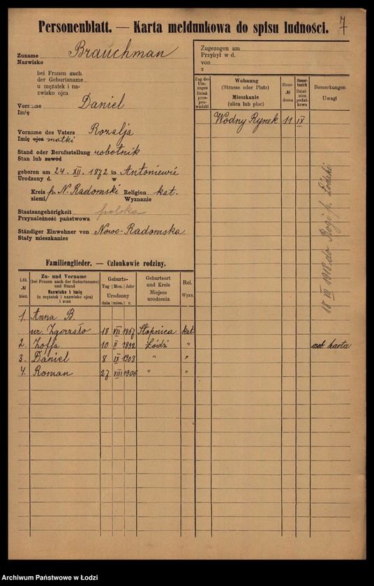 image.from.unit.number "[Spis ludności Łodzi] Bratus - Braune"