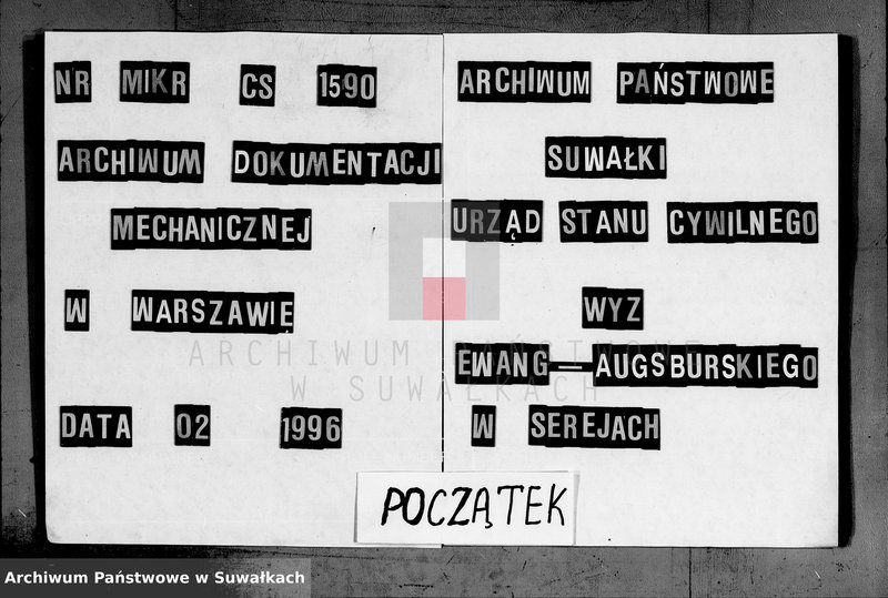 image.from.unit.number "Księga duplikat do zapisywania aktów urodzeń, małżeństw i zejść w Filiale Ewangelicko-Augsburgskiego w Serejach w roku 1865"