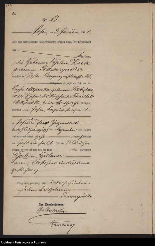 Obraz 17 z jednostki "Księga miejscowa urodzeń tom I [Rejestr główny urodzeń]"