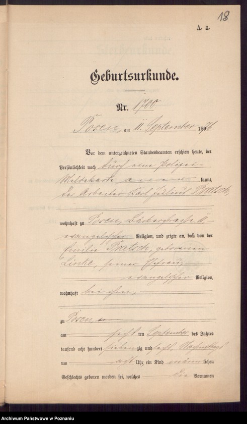 Obraz 20 z jednostki "Die von den Verlobten beigebrachten Urkunden zur Eheschliessung pro 1897"