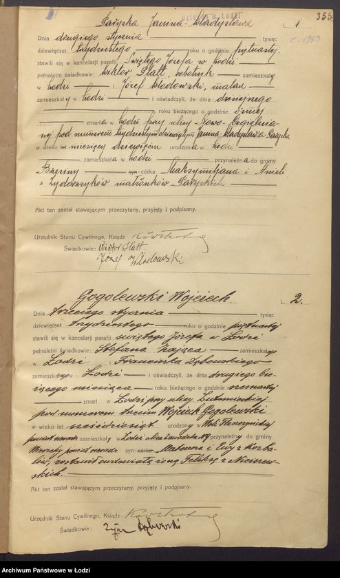 Obraz 3 z jednostki "Akta zgonów"