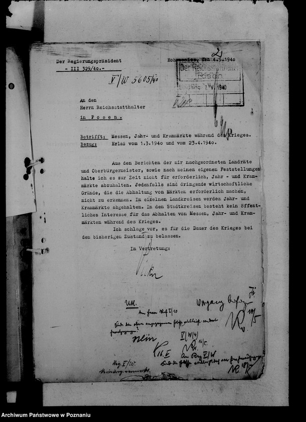 Obraz 6 z jednostki "Korespondencja w sprawie odbywania targów i jarmarków w okresie wojny"