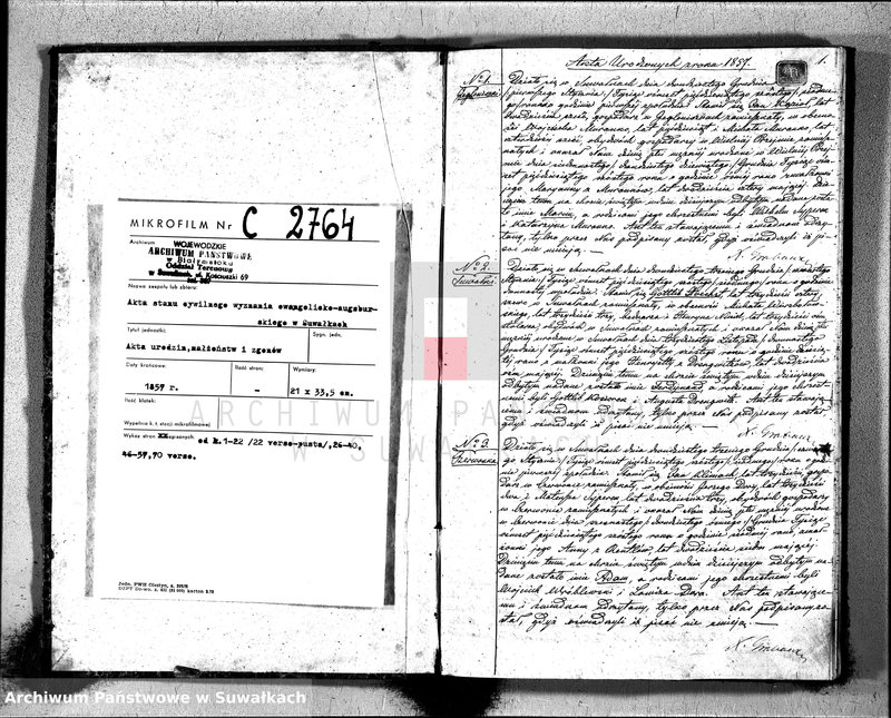image.from.unit.number "Duplikat Akt Urodzonych, Zaślubionych i Zeszłych Parafij Ewangelicko-Augsburgskiej Suwałki za rok 1857"