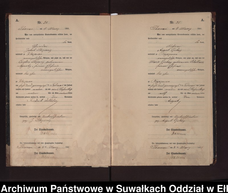 image.from.unit.number "Geburts-Neben-Register des Preussischen Standes-Amtes Rydzewen Kreis Loetzen"