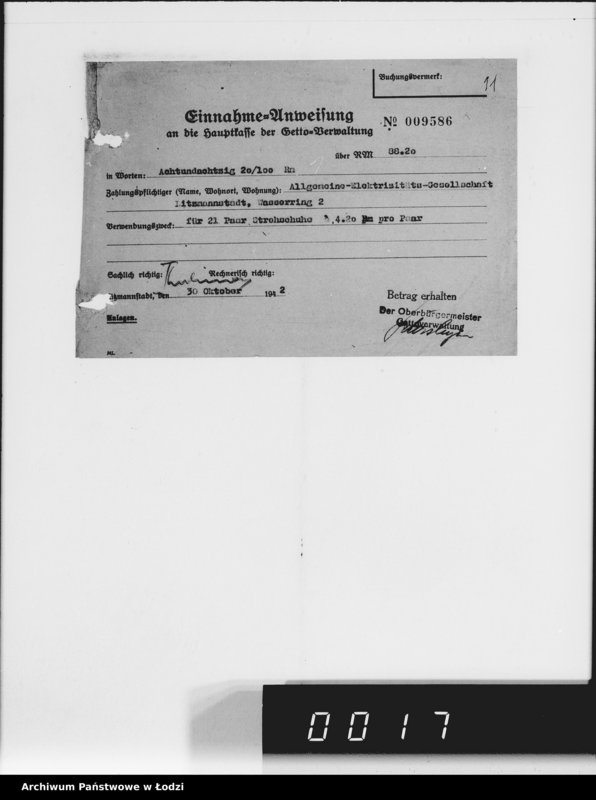 Obraz 15 z jednostki "Einnahme Anweisungen. [za różne wyroby] 73"